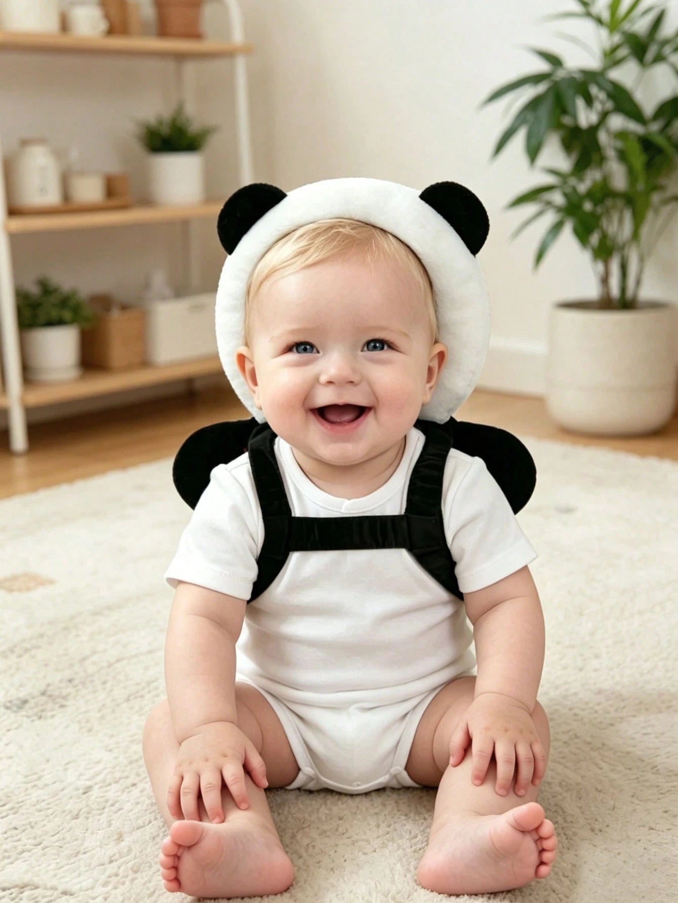 1pc New Baby Anti-Fall Head Protection Pillow, Baby Head Protection Cap, Anti-Fall Head Cushion, Cute Panda & Brown Bear Design, Adjustable Strap, Baby Crawling & Walking Head Protection Cap, Unisex B