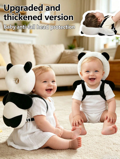 1pc New Baby Anti-Fall Head Protection Pillow, Baby Head Protection Cap, Anti-Fall Head Cushion, Cute Panda & Brown Bear Design, Adjustable Strap, Baby Crawling & Walking Head Protection Cap, Unisex B