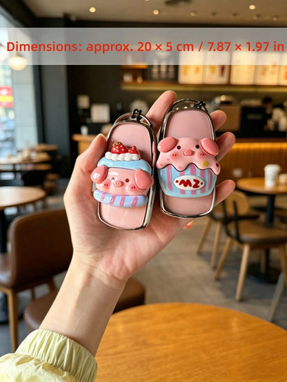 1PC New Cartoon Pig Patch Lanyard TPU Car Remote Key Cover- Key Case With Lanyard For Women, Compatible With Chery Tiggo 7 Pro Max, Tiggo 8 Pro Max, Omoda C5, Tiggo 5 PLUS, 7 PLUS And 8 PLUS