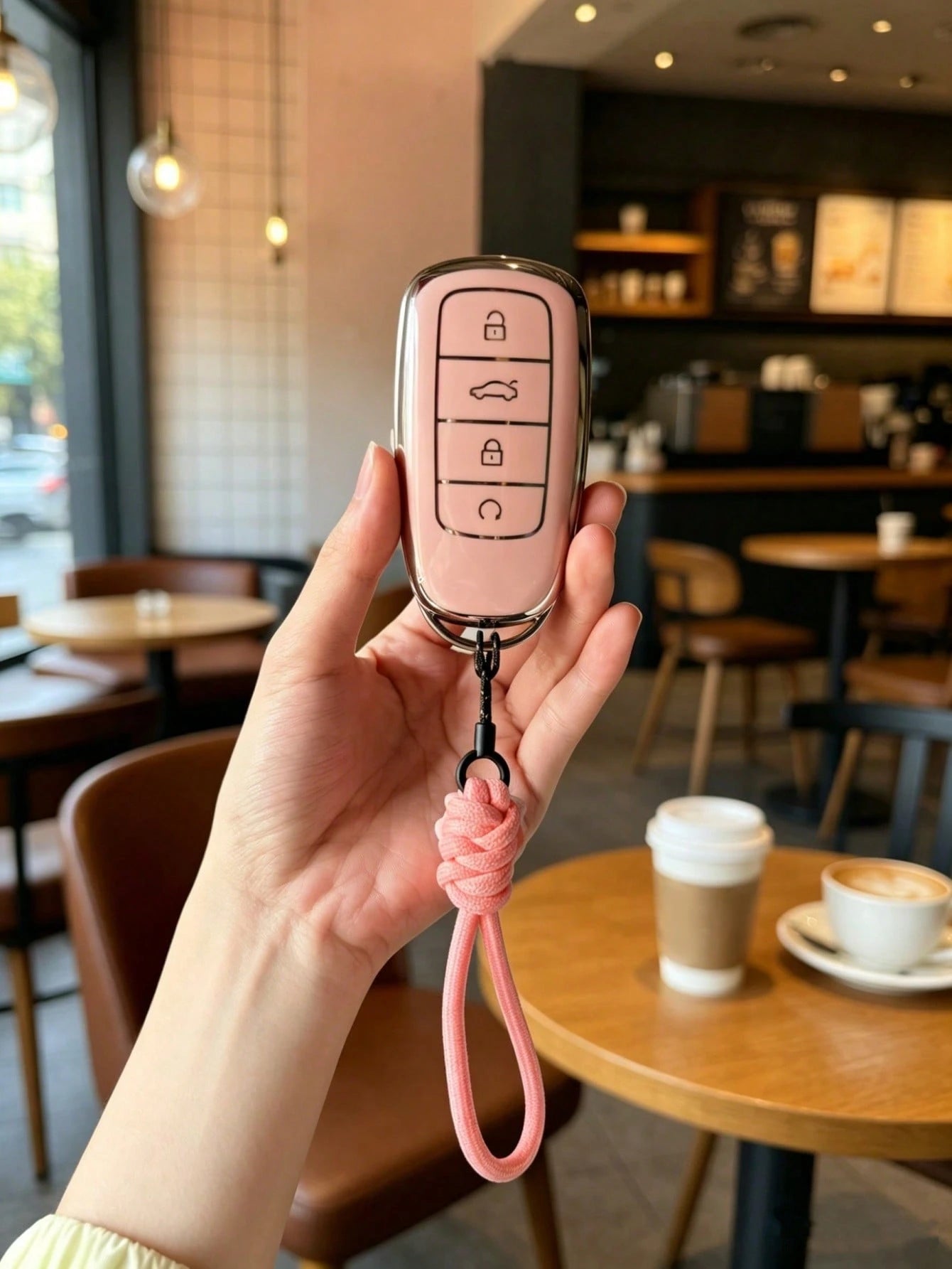 1PC New Cartoon Pig Patch Lanyard TPU Car Remote Key Cover- Key Case With Lanyard For Women, Compatible With Chery Tiggo 7 Pro Max, Tiggo 8 Pro Max, Omoda C5, Tiggo 5 PLUS, 7 PLUS And 8 PLUS