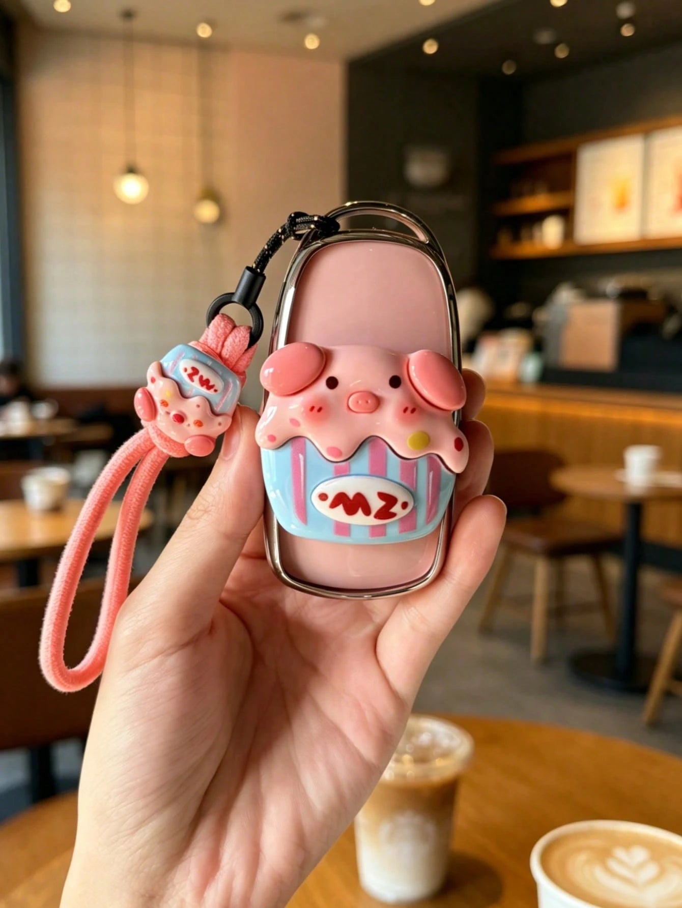 1PC New Cartoon Pig Patch Lanyard TPU Car Remote Key Cover- Key Case With Lanyard For Women, Compatible With Chery Tiggo 7 Pro Max, Tiggo 8 Pro Max, Omoda C5, Tiggo 5 PLUS, 7 PLUS And 8 PLUS