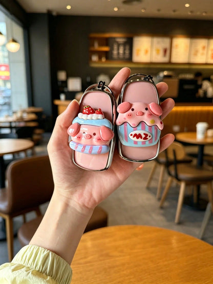 1PC New Cartoon Pig Patch Lanyard TPU Car Remote Key Cover- Key Case With Lanyard For Women, Compatible With Chery Tiggo 7 Pro Max, Tiggo 8 Pro Max, Omoda C5, Tiggo 5 PLUS, 7 PLUS And 8 PLUS