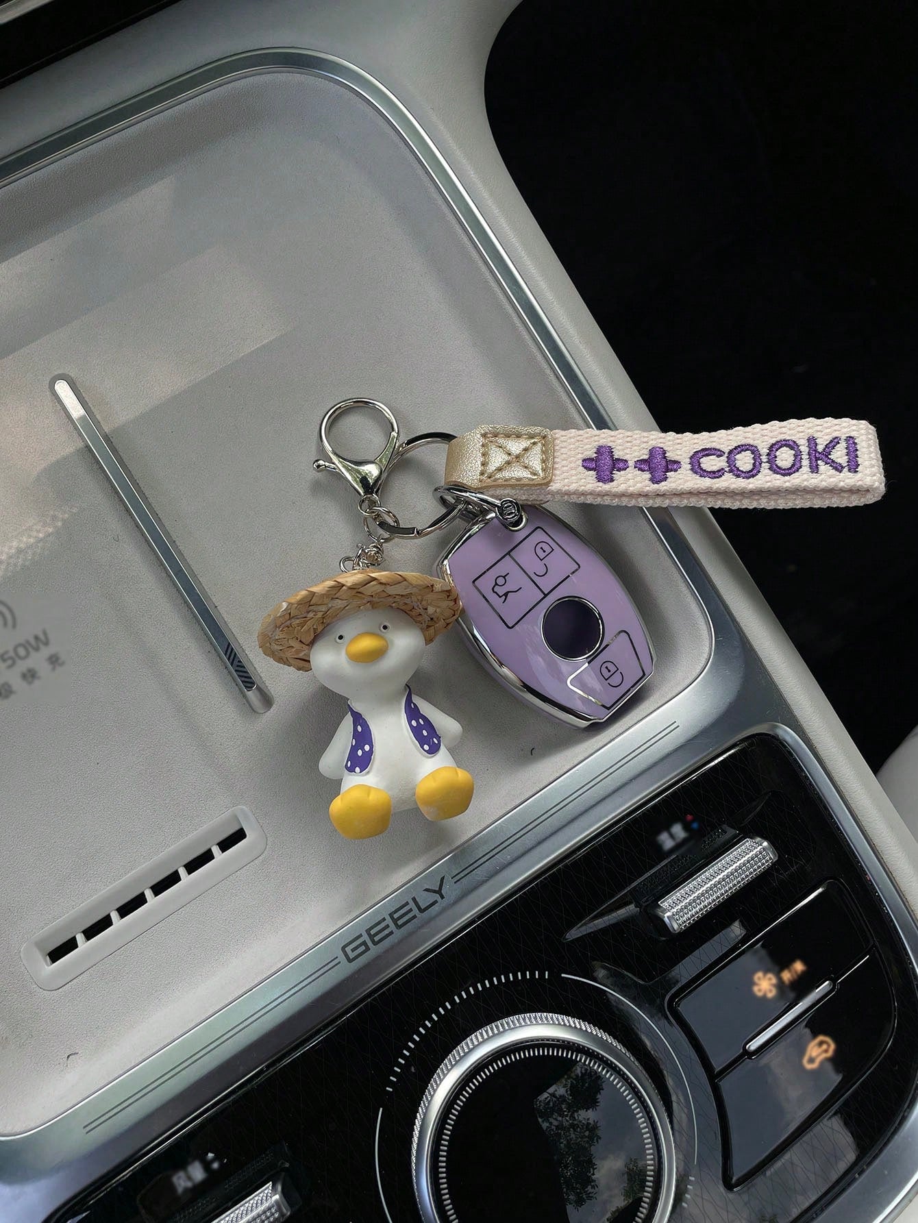 1pc New Key Cover Compatible With A-Class C-Class E-Class A200L C260L E300L GLC300 GLE GLA Creative Violet Straw Hat Cool Duck TPU Key Case 2022 C-Class C200L Silver Edge Shell S-Class S400L EQSC260L