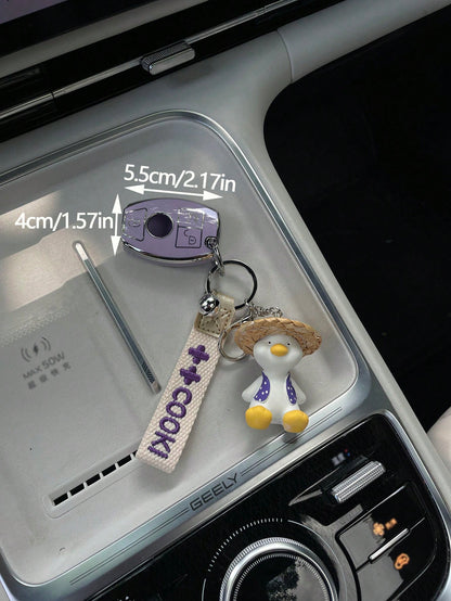 1pc New Key Cover Compatible With A-Class C-Class E-Class A200L C260L E300L GLC300 GLE GLA Creative Violet Straw Hat Cool Duck TPU Key Case 2022 C-Class C200L Silver Edge Shell S-Class S400L EQSC260L