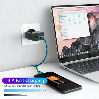 1Pc Nylon Braided USB To Type C Fast Charging Cable Tangle Free High Speed Data Sync Cord Compatible Android Phone Power Bank Car Holiday Daily Essential Accessories