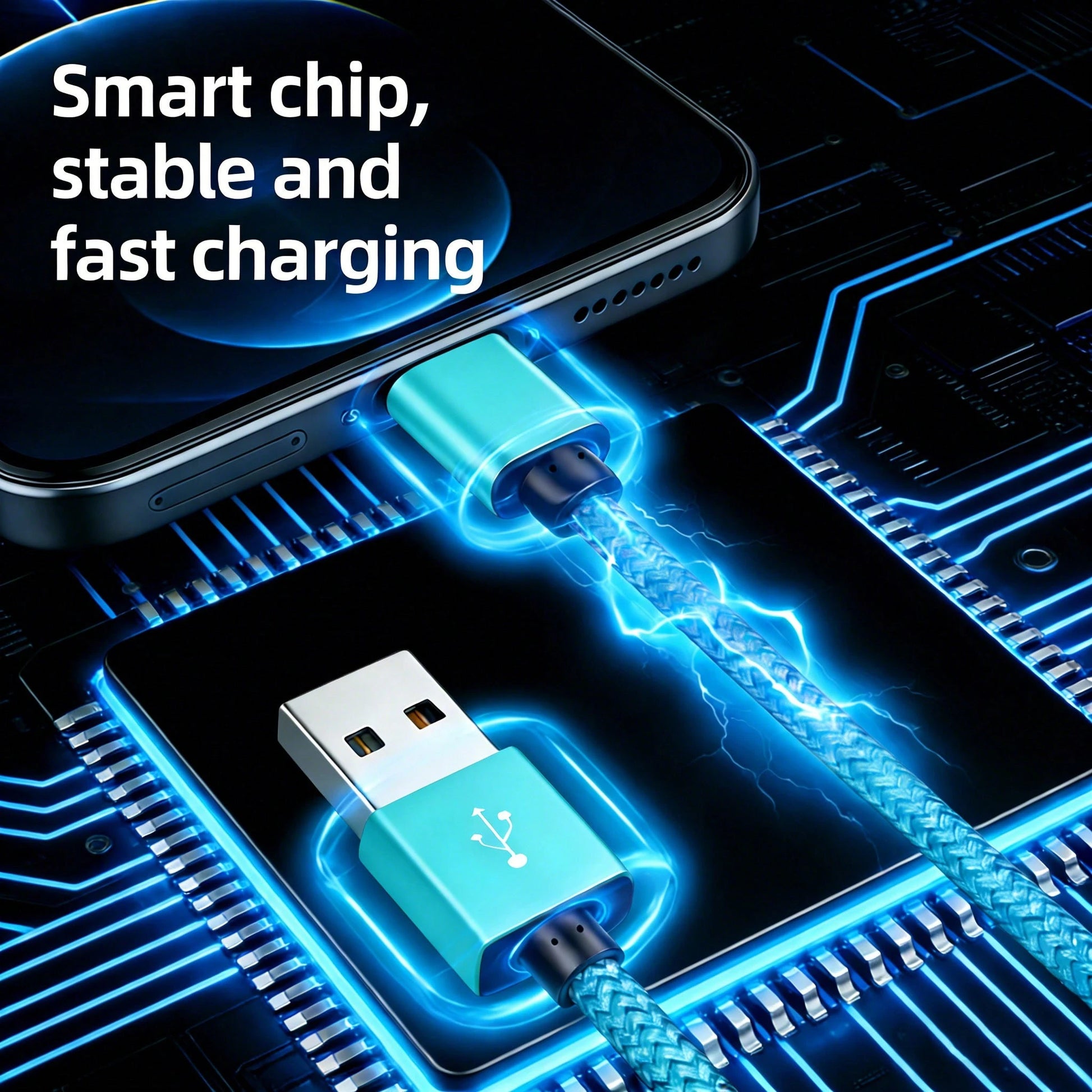 1Pc Nylon Braided USB To Type C Fast Charging Cable Tangle Free High Speed Data Sync Cord Compatible Android Phone Power Bank Car Holiday Daily Essential Accessories