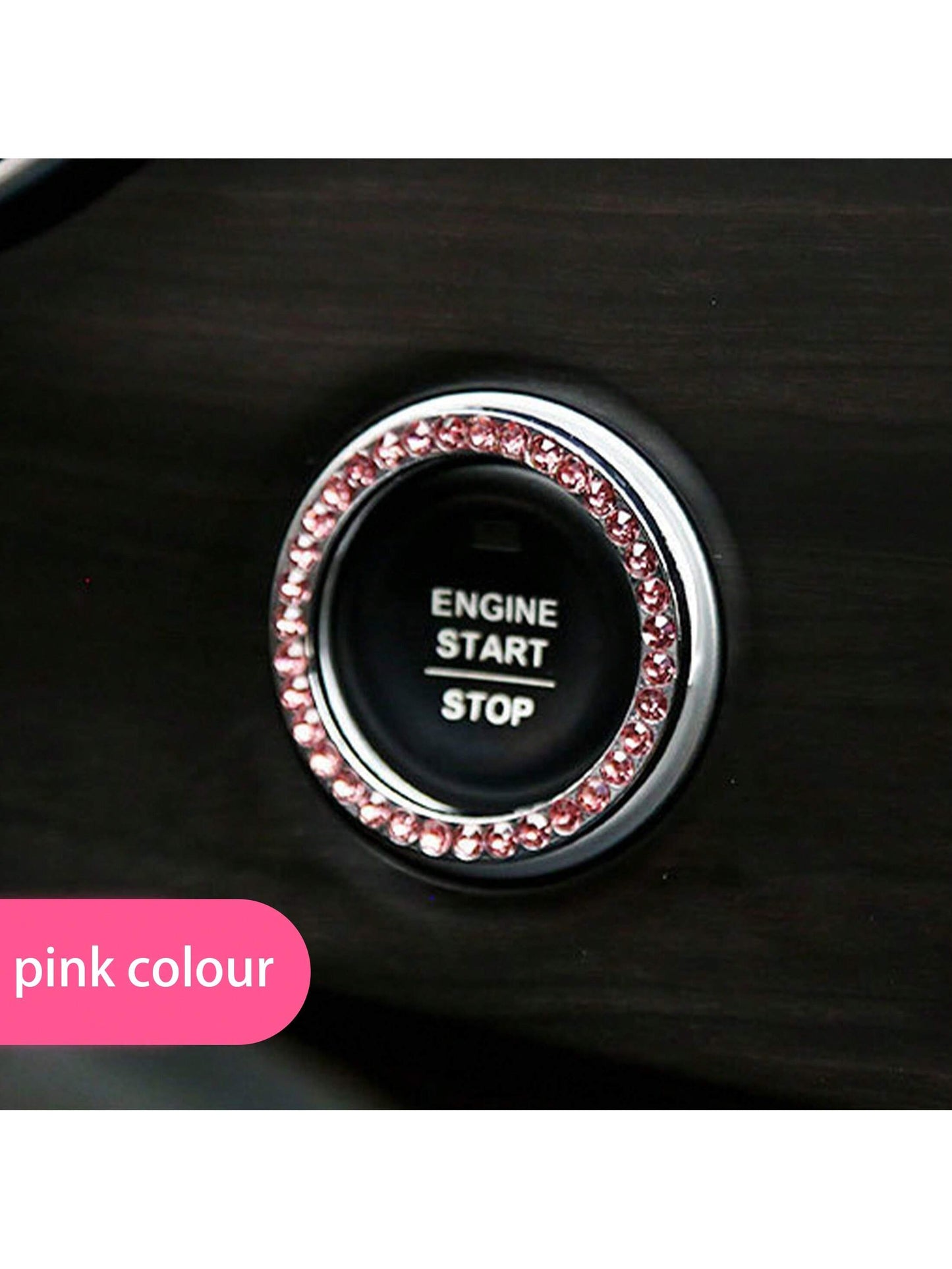 1pc One-Touch Start Button Decorative Ring With Handmade Rhinestone Inlay, White/Pink/Royal Blue