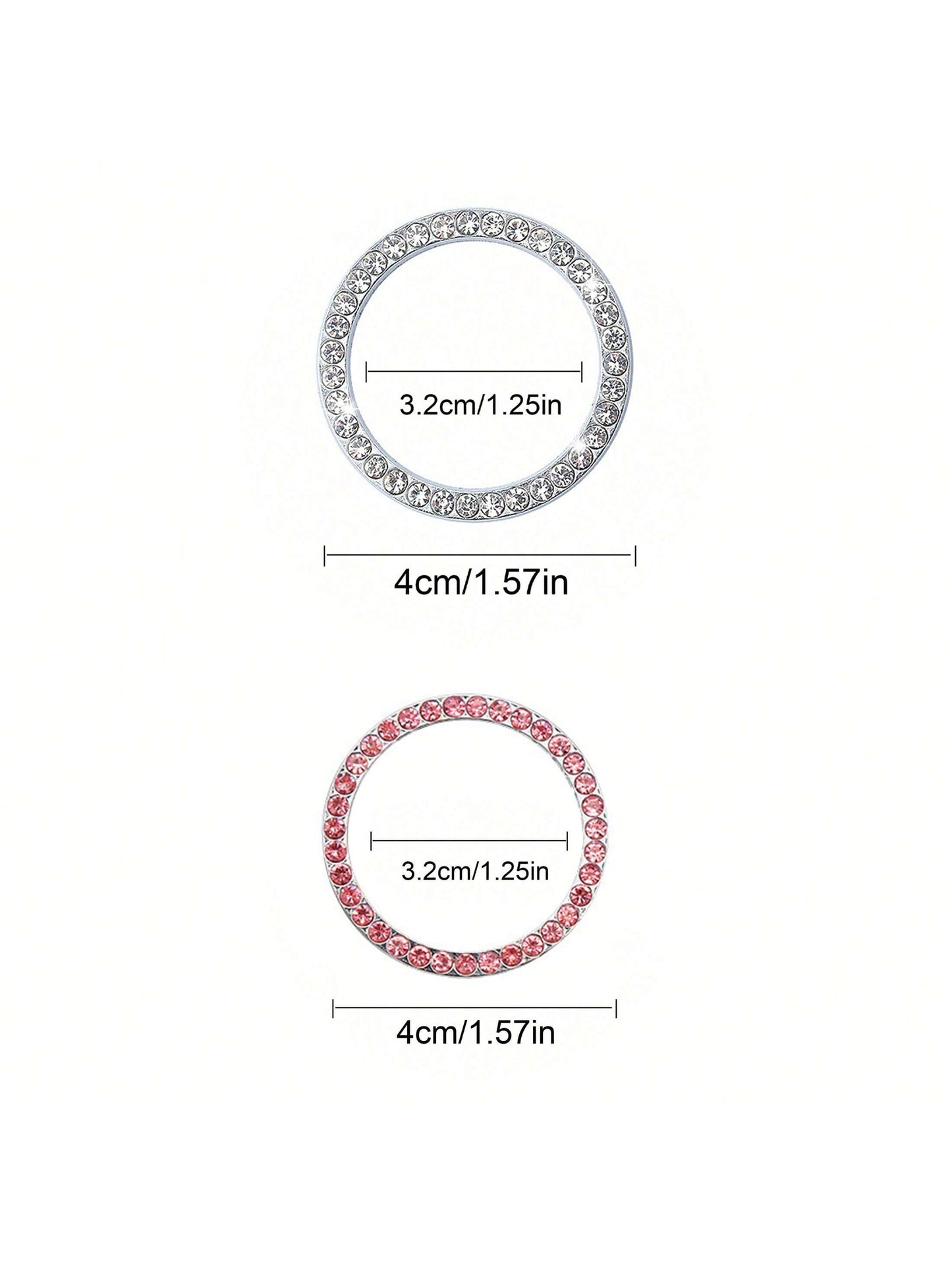 1pc One-Touch Start Button Decorative Ring With Handmade Rhinestone Inlay, White/Pink/Royal Blue