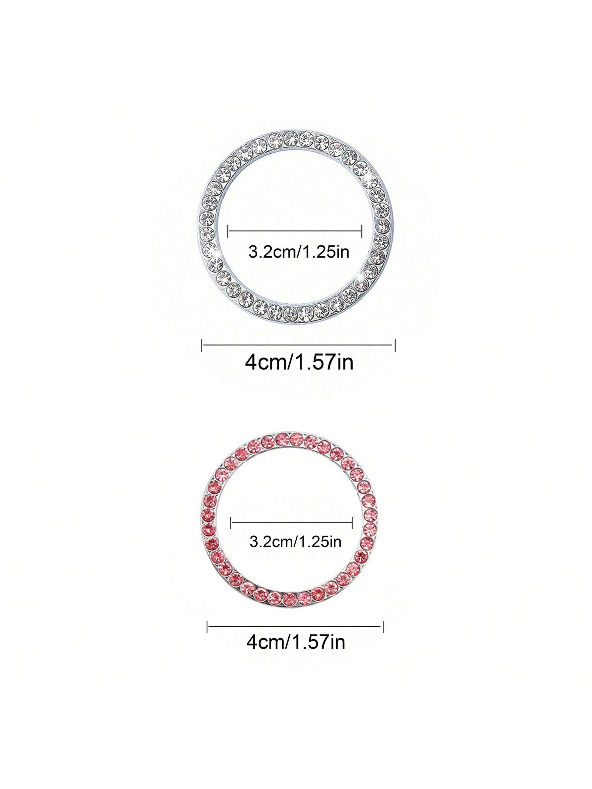 1pc One-Touch Start Button Decorative Ring With Handmade Rhinestone Inlay, White/Pink/Royal Blue