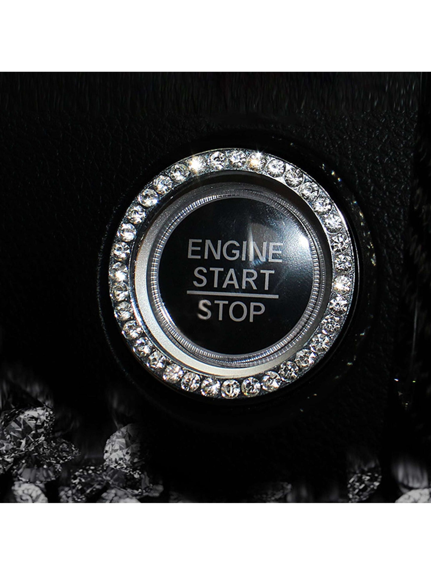1pc One-Touch Start Button Decorative Ring With Handmade Rhinestone Inlay, White/Pink/Royal Blue