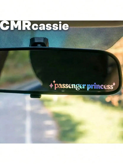 1pc Passenger Princess Car Mirror Sticker, Mirror Car Decal, Rearview Mirror Sticker, Girlfriend Truck Decal, Vehicle Accessories, Passenger Princess Humor