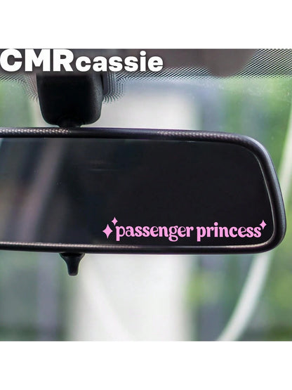 1pc Passenger Princess Car Mirror Sticker, Mirror Car Decal, Rearview Mirror Sticker, Girlfriend Truck Decal, Vehicle Accessories, Passenger Princess Humor
