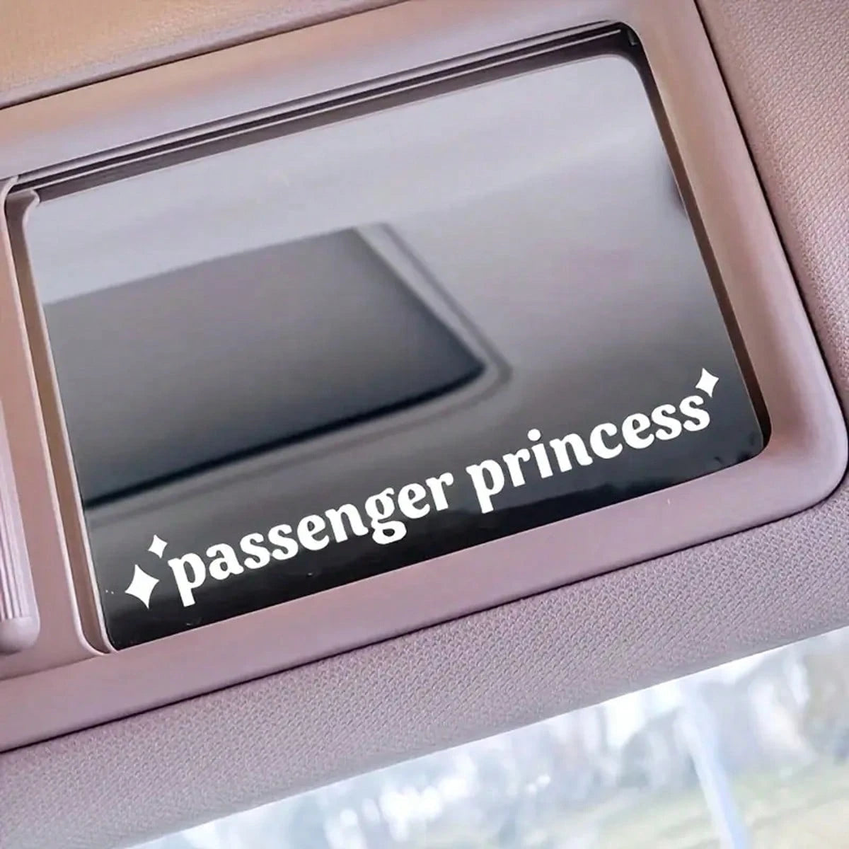 1pc Passenger Princess Car Mirror Sticker- Perfect For Ladies Gifts, Car Window Stickers, Plastic Materials, Car Accessories, Great For Ladies Gifts, Car Window Stickers