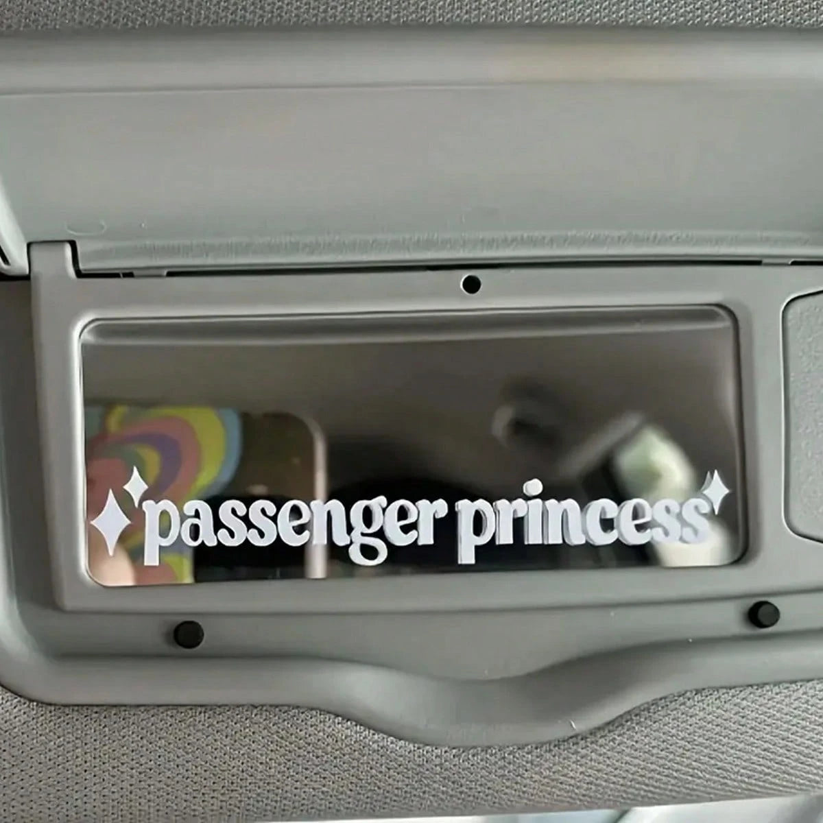 1pc Passenger Princess Car Mirror Sticker- Perfect For Ladies Gifts, Car Window Stickers, Plastic Materials, Car Accessories, Great For Ladies Gifts, Car Window Stickers