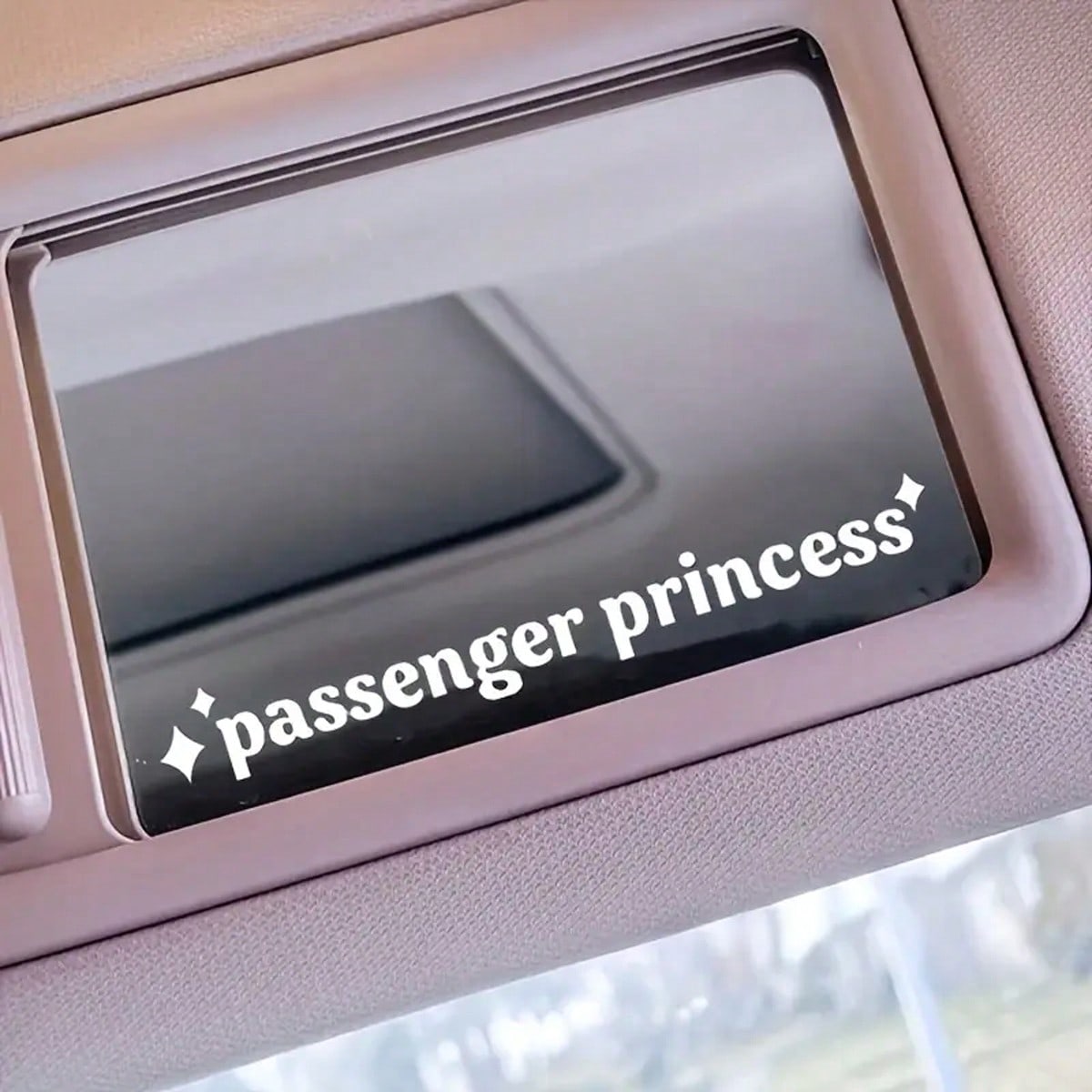 1pc Passenger Princess Car Mirror Sticker- Perfect For Ladies Gifts, Car Window Stickers, Plastic Materials, Car Accessories, Great For Ladies Gifts, Car Window Stickers