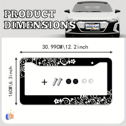 1Pc Patterned Unisex License Plate Frame,12.2*6.3Inch,Comes With Mounting Screws,Durable Car Exterior Decor,Vehicle Accessory,Car Must Haves,Car Decor,Car Cover,Gifts,Car Acessesories>Essentials,Car P