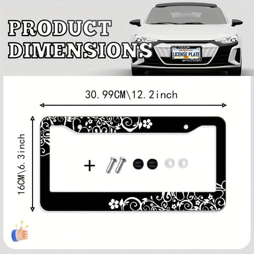 1Pc Patterned Unisex License Plate Frame,12.2*6.3Inch,Comes With Mounting Screws,Durable Car Exterior Decor,Vehicle Accessory,Car Must Haves,Car Decor,Car Cover,Gifts,Car Acessesories>Essentials,Car P