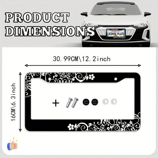 1Pc Patterned Unisex License Plate Frame,12.2*6.3Inch,Comes With Mounting Screws,Durable Car Exterior Decor,Vehicle Accessory,Car Must Haves,Car Decor,Car Cover,Gifts,Car Acessesories>Essentials,Car P