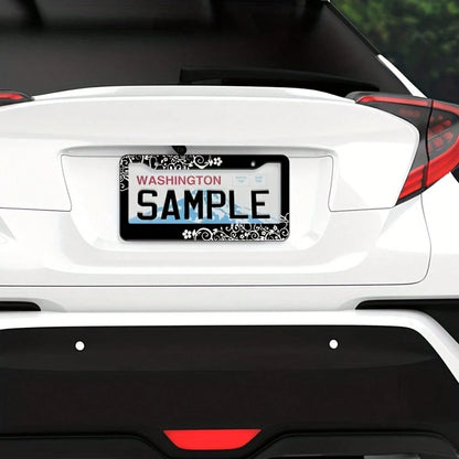 1Pc Patterned Unisex License Plate Frame,12.2*6.3Inch,Comes With Mounting Screws,Durable Car Exterior Decor,Vehicle Accessory,Car Must Haves,Car Decor,Car Cover,Gifts,Car Acessesories>Essentials,Car P