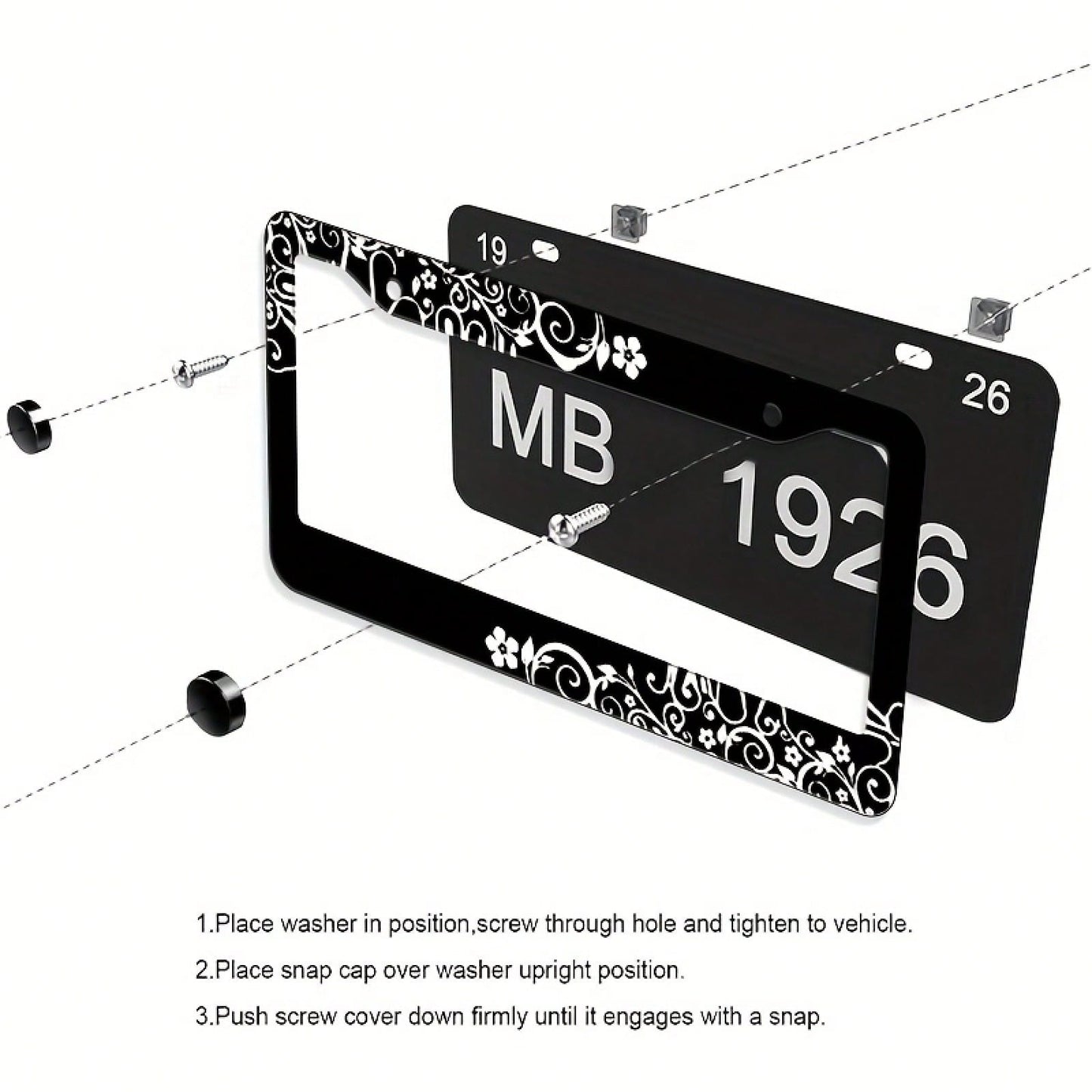 1Pc Patterned Unisex License Plate Frame,12.2*6.3Inch,Comes With Mounting Screws,Durable Car Exterior Decor,Vehicle Accessory,Car Must Haves,Car Decor,Car Cover,Gifts,Car Acessesories>Essentials,Car P