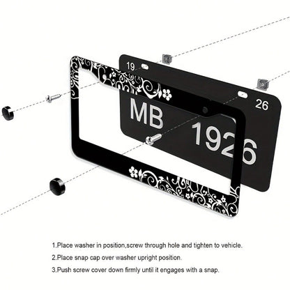 1Pc Patterned Unisex License Plate Frame,12.2*6.3Inch,Comes With Mounting Screws,Durable Car Exterior Decor,Vehicle Accessory,Car Must Haves,Car Decor,Car Cover,Gifts,Car Acessesories>Essentials,Car P