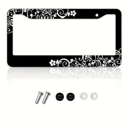 1Pc Patterned Unisex License Plate Frame,12.2*6.3Inch,Comes With Mounting Screws,Durable Car Exterior Decor,Vehicle Accessory,Car Must Haves,Car Decor,Car Cover,Gifts,Car Acessesories>Essentials,Car P