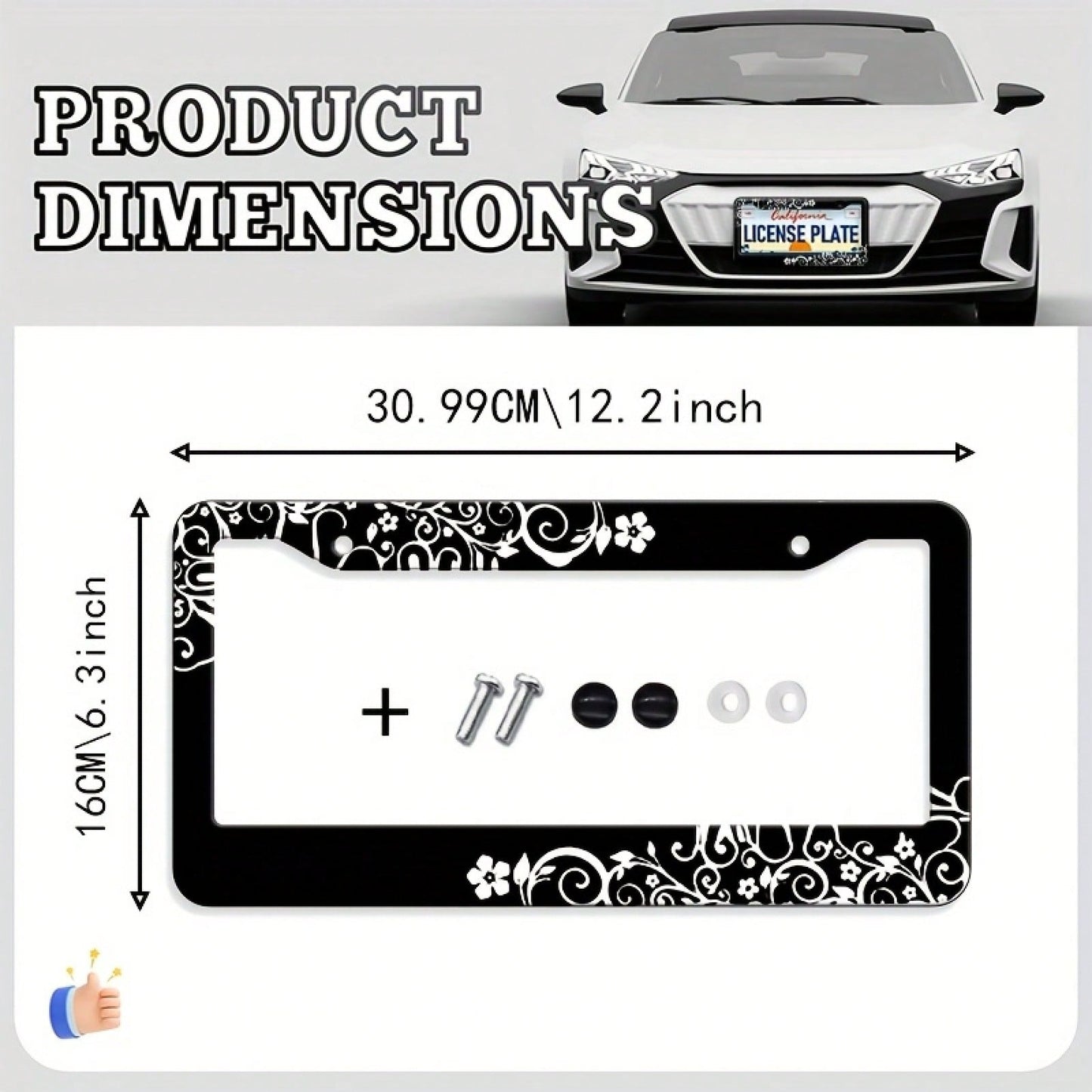 1Pc Patterned Unisex License Plate Frame,12.2*6.3Inch,Comes With Mounting Screws,Durable Car Exterior Decor,Vehicle Accessory,Car Must Haves,Car Decor,Car Cover,Gifts,Car Acessesories>Essentials,Car P
