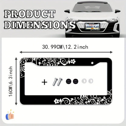 1Pc Patterned Unisex License Plate Frame,12.2*6.3Inch,Comes With Mounting Screws,Durable Car Exterior Decor,Vehicle Accessory,Car Must Haves,Car Decor,Car Cover,Gifts,Car Acessesories>Essentials,Car P