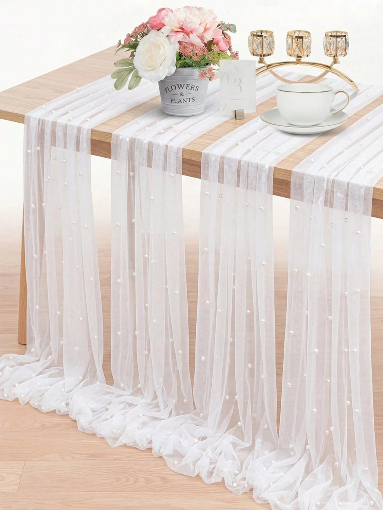 1pc Pearl Organza Table Runner, Pearl Organza Tablecloth, Pearl Organza Wedding Backdrop Decor, Pearl Mesh Tablecloth, DIY White Pearl Organza Wedding Backdrop Decor, Baby Shower Party Supplies, Weddi