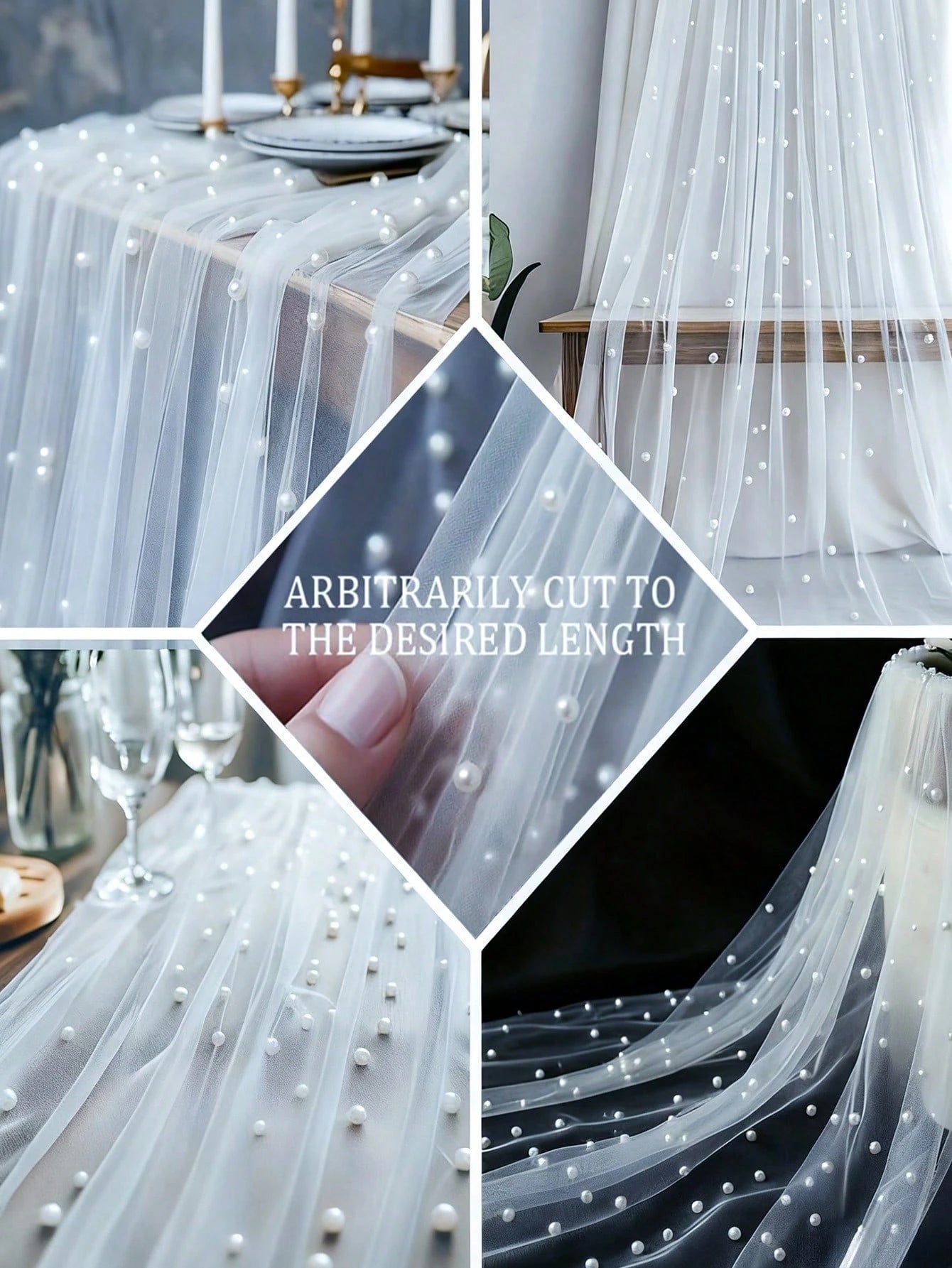 1pc Pearl Organza Table Runner, Pearl Organza Tablecloth, Pearl Organza Wedding Backdrop Decor, Pearl Mesh Tablecloth, DIY White Pearl Organza Wedding Backdrop Decor, Baby Shower Party Supplies, Weddi