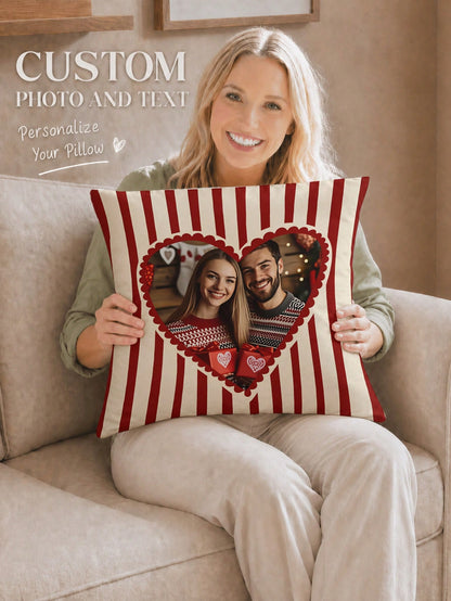 1pc Personalized Photo & Name Pillowcase, Wedding Couple Commemorative Gift, For Home Decor, Valentine's Day, Christmas, Thanksgiving, Mother's Day, Father's Day, Gift For Dad Or Mom, New Year Pattern
