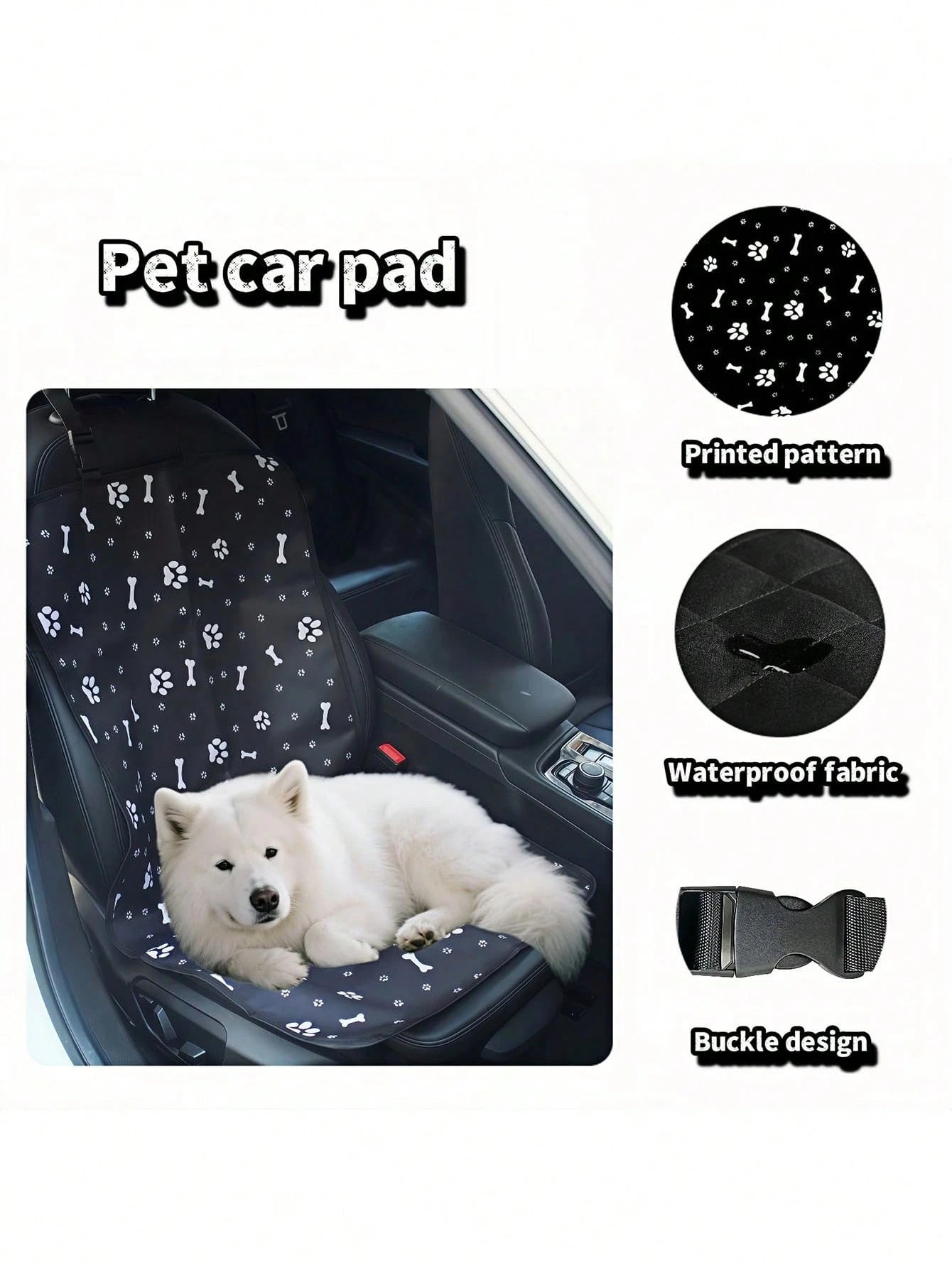 1pc Pet Mat For Car Front/Back Passenger Side, Waterproof, Wear-Resistant, Printed Oxford Cloth, Outdoor Travel Pet Pad, Cat & Dog Waterproof Backseat Mat, Anti-Dirty Pet Car Mat, Pet Accessories