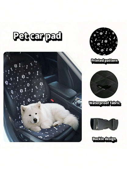 1pc Pet Mat For Car Front/Back Passenger Side, Waterproof, Wear-Resistant, Printed Oxford Cloth, Outdoor Travel Pet Pad, Cat & Dog Waterproof Backseat Mat, Anti-Dirty Pet Car Mat, Pet Accessories