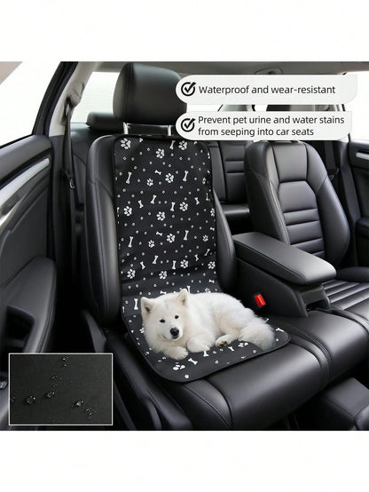 1pc Pet Mat For Car Front/Back Passenger Side, Waterproof, Wear-Resistant, Printed Oxford Cloth, Outdoor Travel Pet Pad, Cat & Dog Waterproof Backseat Mat, Anti-Dirty Pet Car Mat, Pet Accessories