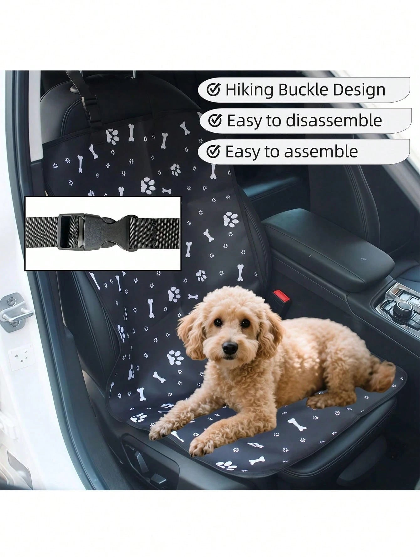 1pc Pet Mat For Car Front/Back Passenger Side, Waterproof, Wear-Resistant, Printed Oxford Cloth, Outdoor Travel Pet Pad, Cat & Dog Waterproof Backseat Mat, Anti-Dirty Pet Car Mat, Pet Accessories