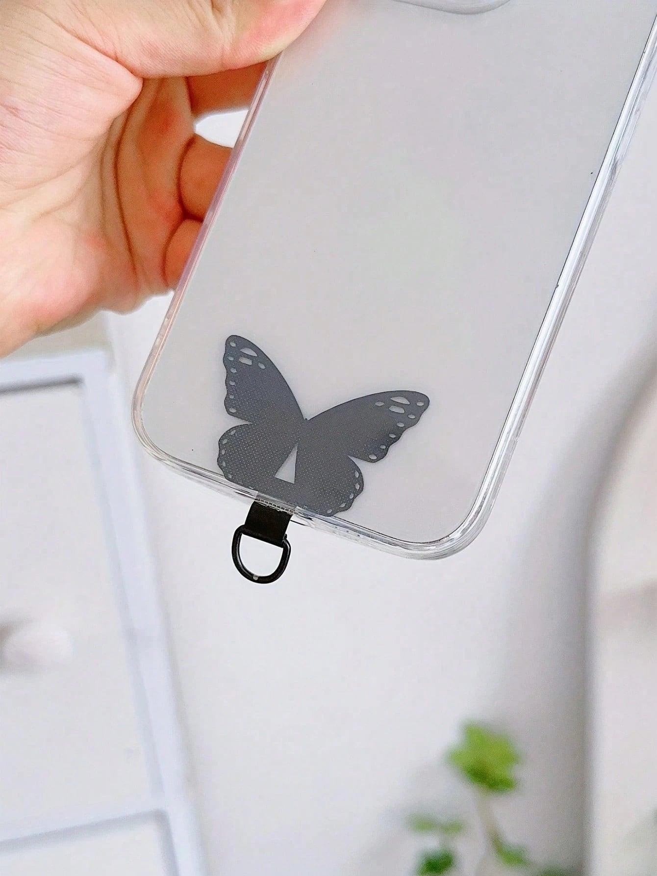 1pc Phone Pad, Phone Rope Fixing Clip, Stainless Steel Anti Loss Phone Case Hanging Rope Pad