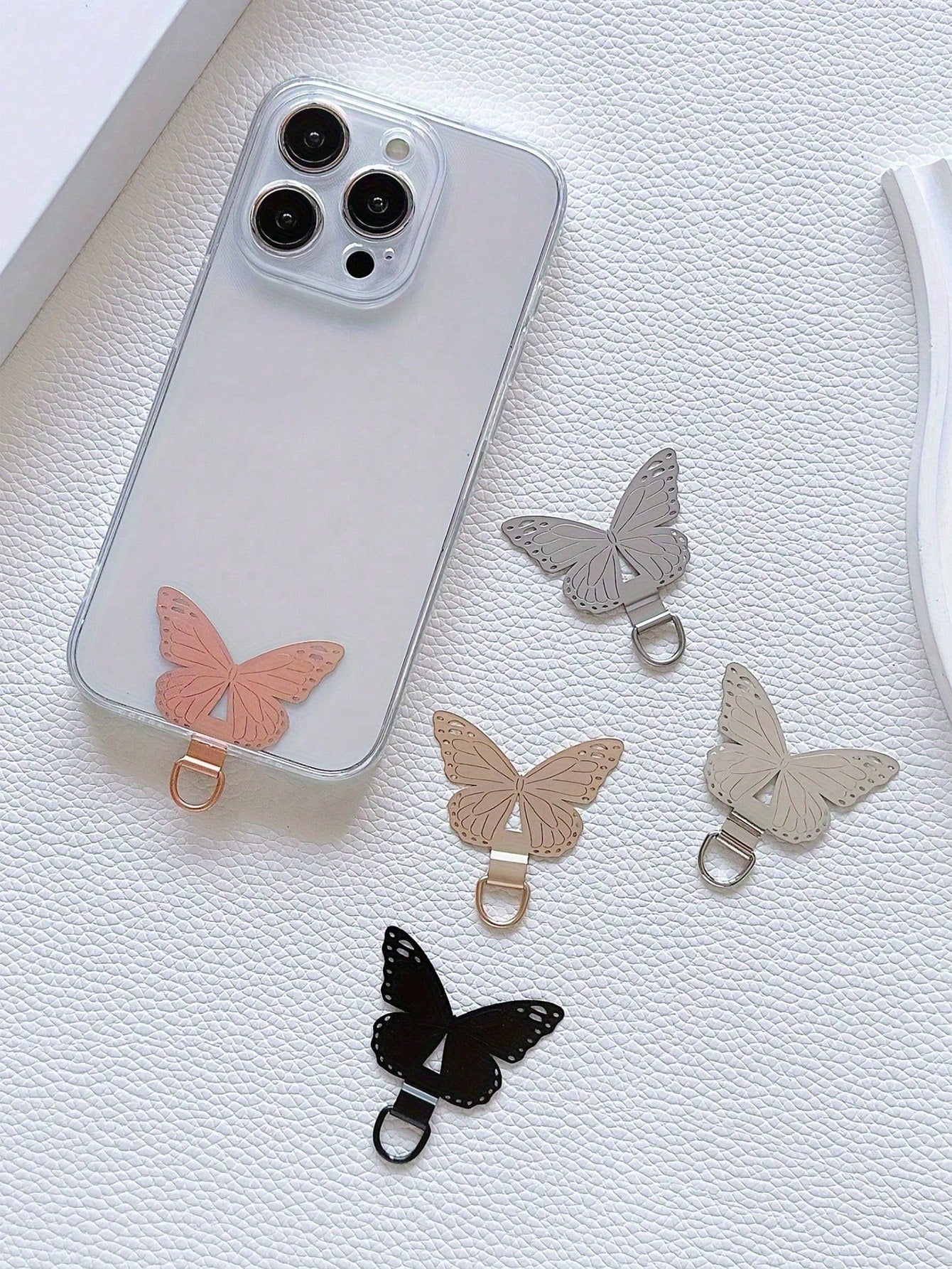 1pc Phone Pad, Phone Rope Fixing Clip, Stainless Steel Anti Loss Phone Case Hanging Rope Pad