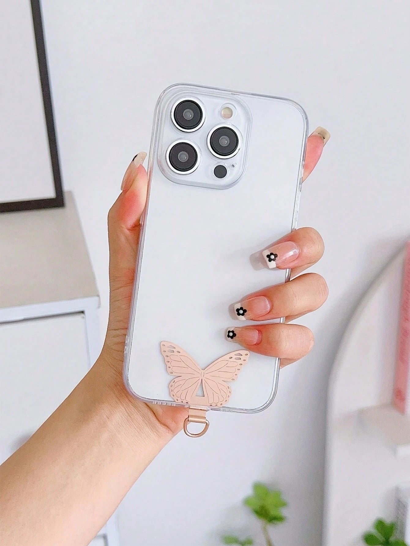 1pc Phone Pad, Phone Rope Fixing Clip, Stainless Steel Anti Loss Phone Case Hanging Rope Pad