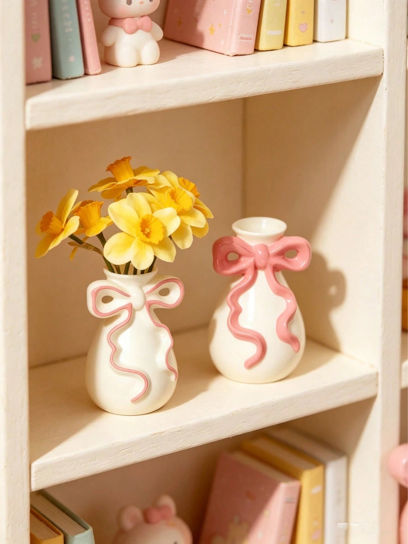 1pc Pink Bow Vase, Cute Decorative Vase, Suitable For Baby Room Decoration, Can Be Used For Flower Arrangement Or Displaying Tulips And Dried Flowers, Ideal Decoration For Vanity, Bedroom, And Wedding