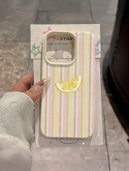 1pc Pink Striped Pattern, Large Hole Leather Texture Pink Shockproof Phone Case, TPU Material, Suitable As A Holiday Gift, Compatible With Apple Xs/Xsmax/Xr/11 12 13 14 15 16pro/Promax/14 15 16plus/17