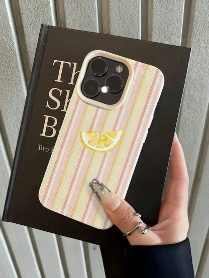 1pc Pink Striped Pattern, Large Hole Leather Texture Pink Shockproof Phone Case, TPU Material, Suitable As A Holiday Gift, Compatible With Apple Xs/Xsmax/Xr/11 12 13 14 15 16pro/Promax/14 15 16plus/17