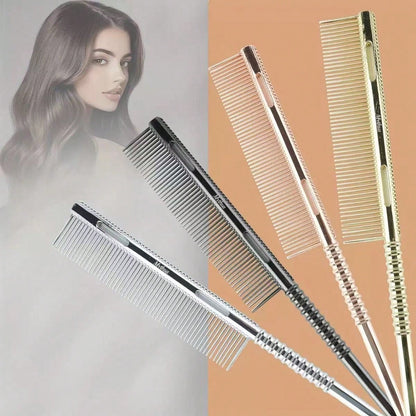 1pc Pointed Tail Aluminum Hair Comb, Salon Perming & Dyeing Sectioning Comb, Pointed Tail Hair Comb, Aluminum Hair Comb, Fine Tooth Comb, Anti-Static & Heat Resistant, Professional Barber Comb