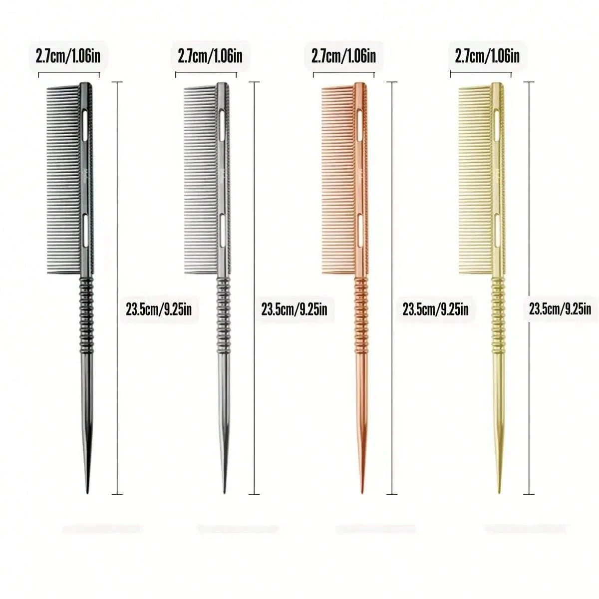 1pc Pointed Tail Aluminum Hair Comb, Salon Perming & Dyeing Sectioning Comb, Pointed Tail Hair Comb, Aluminum Hair Comb, Fine Tooth Comb, Anti-Static & Heat Resistant, Professional Barber Comb