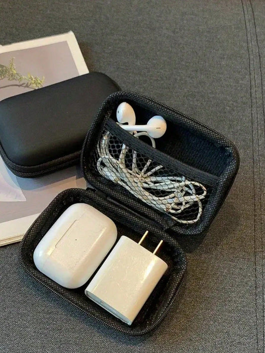 1pc Portable Coin Purse, Earphone Case, Earbud Storage Box, USB Cable Organizer, Storage Bag, Key Holder, Charger Pouch, Wireless Earbuds & Headphones Case, Essential College Dorm Travel Organizer, Co