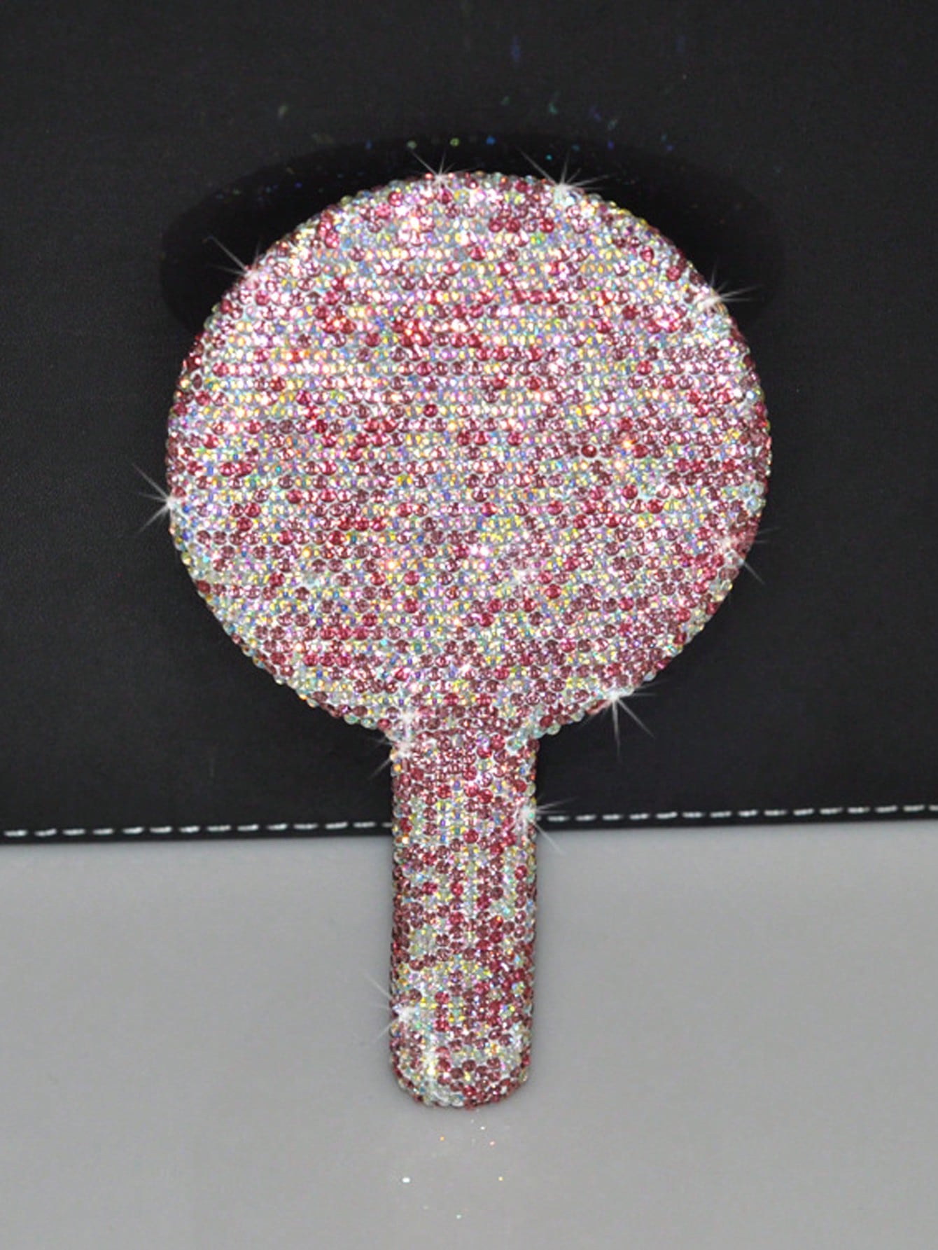 1pc Portable Crystal Rhinestone Handheld Mirror, Rhinestone-Encrusted ABS Beauty Handle Makeup Mirror, Bling Bling Princess Mirror For Makeup Touch-Up Best Home Decor Back To School Room Decor School