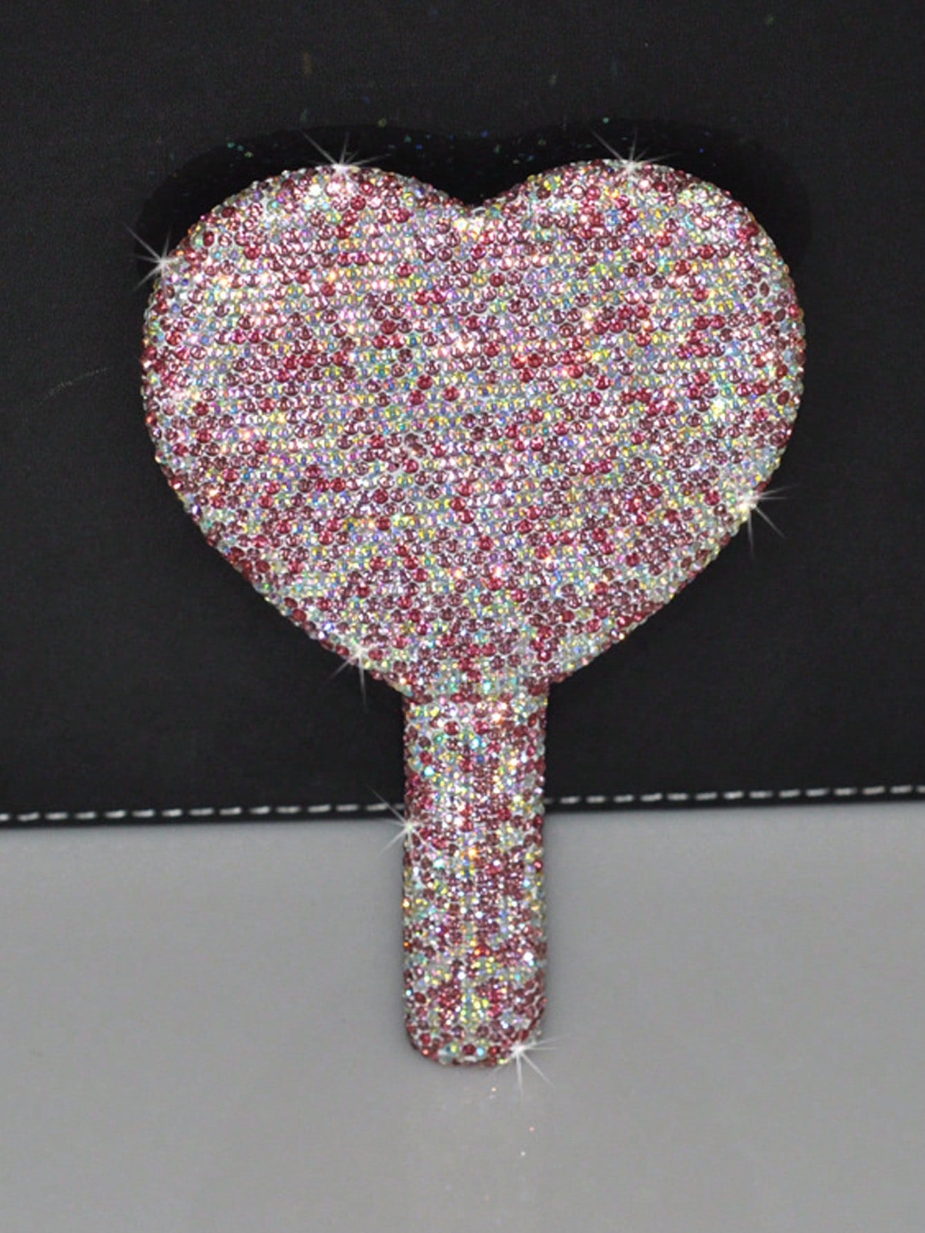 1pc Portable Crystal Rhinestone Handheld Mirror, Rhinestone-Encrusted ABS Beauty Handle Makeup Mirror, Bling Bling Princess Mirror For Makeup Touch-Up Best Home Decor Back To School Room Decor School