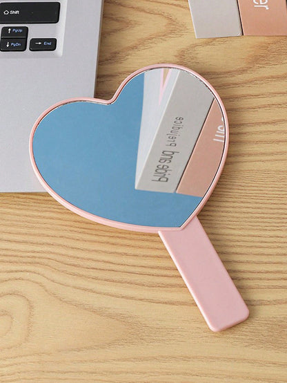 1pc Portable Crystal Rhinestone Handheld Mirror, Rhinestone-Encrusted ABS Beauty Handle Makeup Mirror, Bling Bling Princess Mirror For Makeup Touch-Up Best Home Decor Back To School Room Decor School