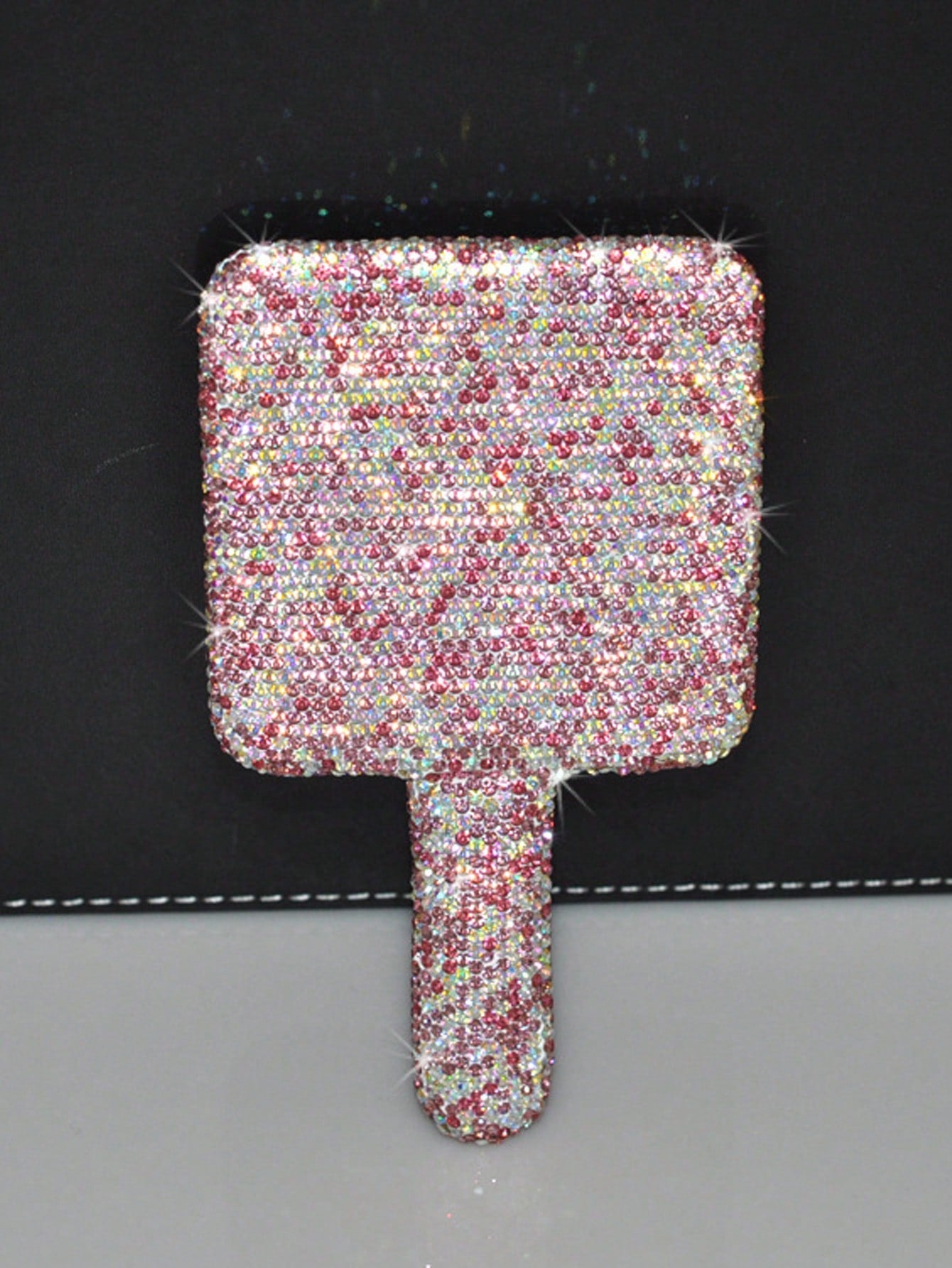 1pc Portable Crystal Rhinestone Handheld Mirror, Rhinestone-Encrusted ABS Beauty Handle Makeup Mirror, Bling Bling Princess Mirror For Makeup Touch-Up Best Home Decor Back To School Room Decor School