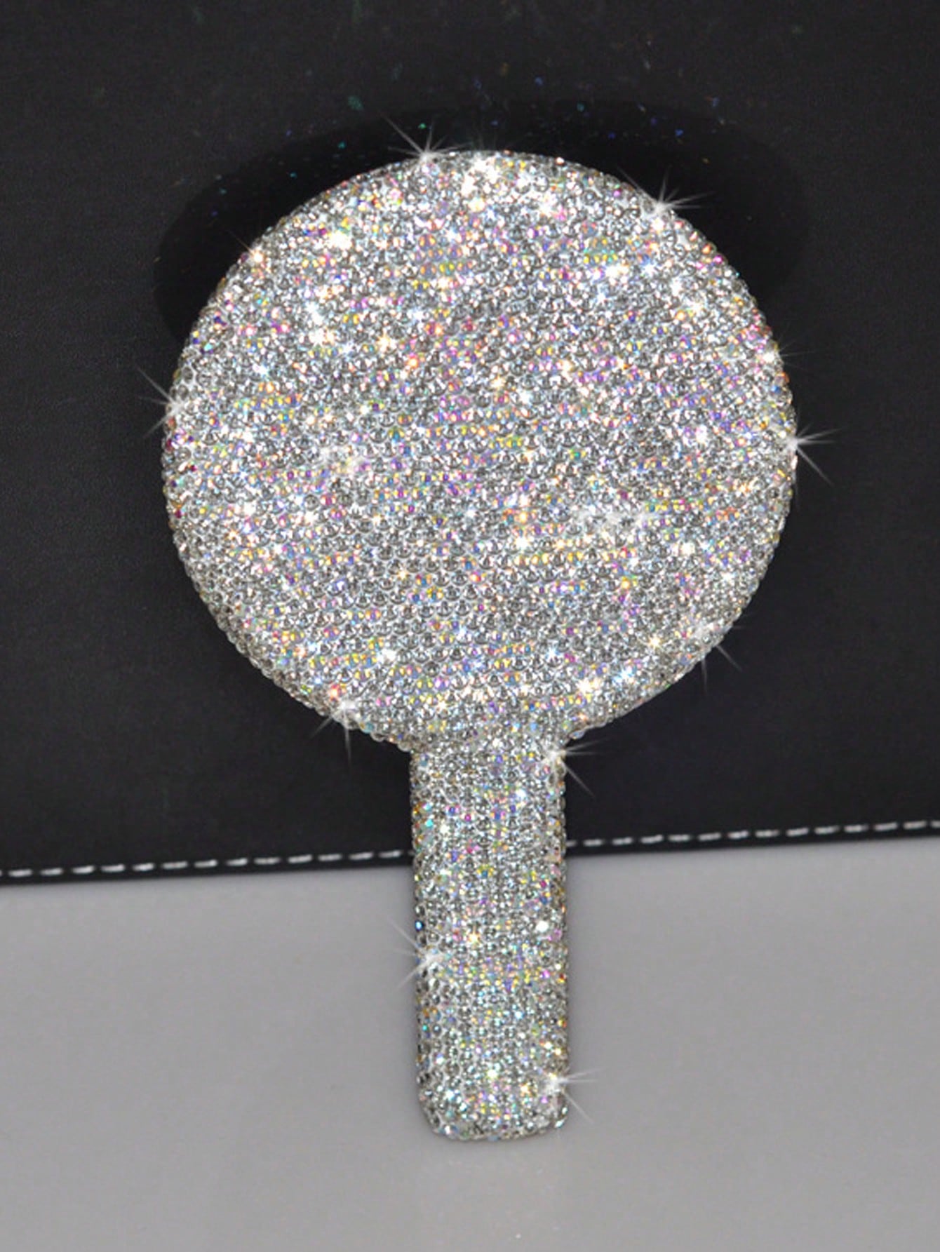 1pc Portable Crystal Rhinestone Handheld Mirror, Rhinestone-Encrusted ABS Beauty Handle Makeup Mirror, Bling Bling Princess Mirror For Makeup Touch-Up Best Home Decor Back To School Room Decor School