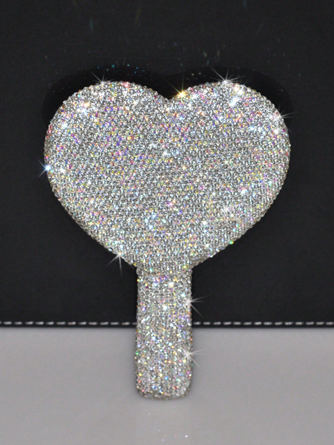 1pc Portable Crystal Rhinestone Handheld Mirror, Rhinestone-Encrusted ABS Beauty Handle Makeup Mirror, Bling Bling Princess Mirror For Makeup Touch-Up Best Home Decor Back To School Room Decor School